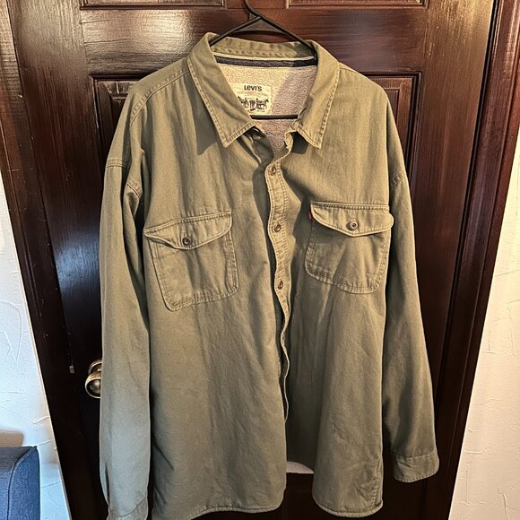 Vintage Levi's Sherpa Lined Shirt Jacket 3XL Men's Olive - Picture 1 of 7